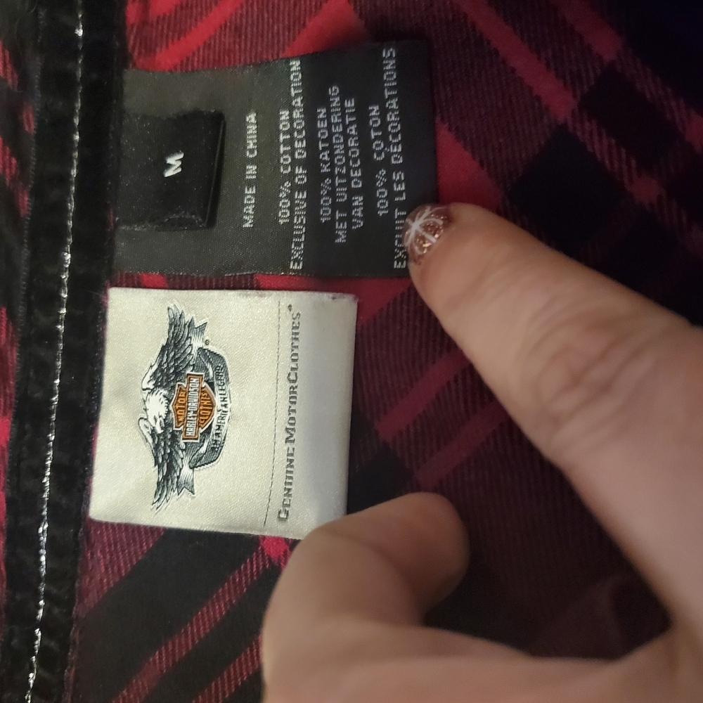 Harley Davidson Plaid Pearl Snap Embrodiered And Studded Shirt - Picture 4 of 12